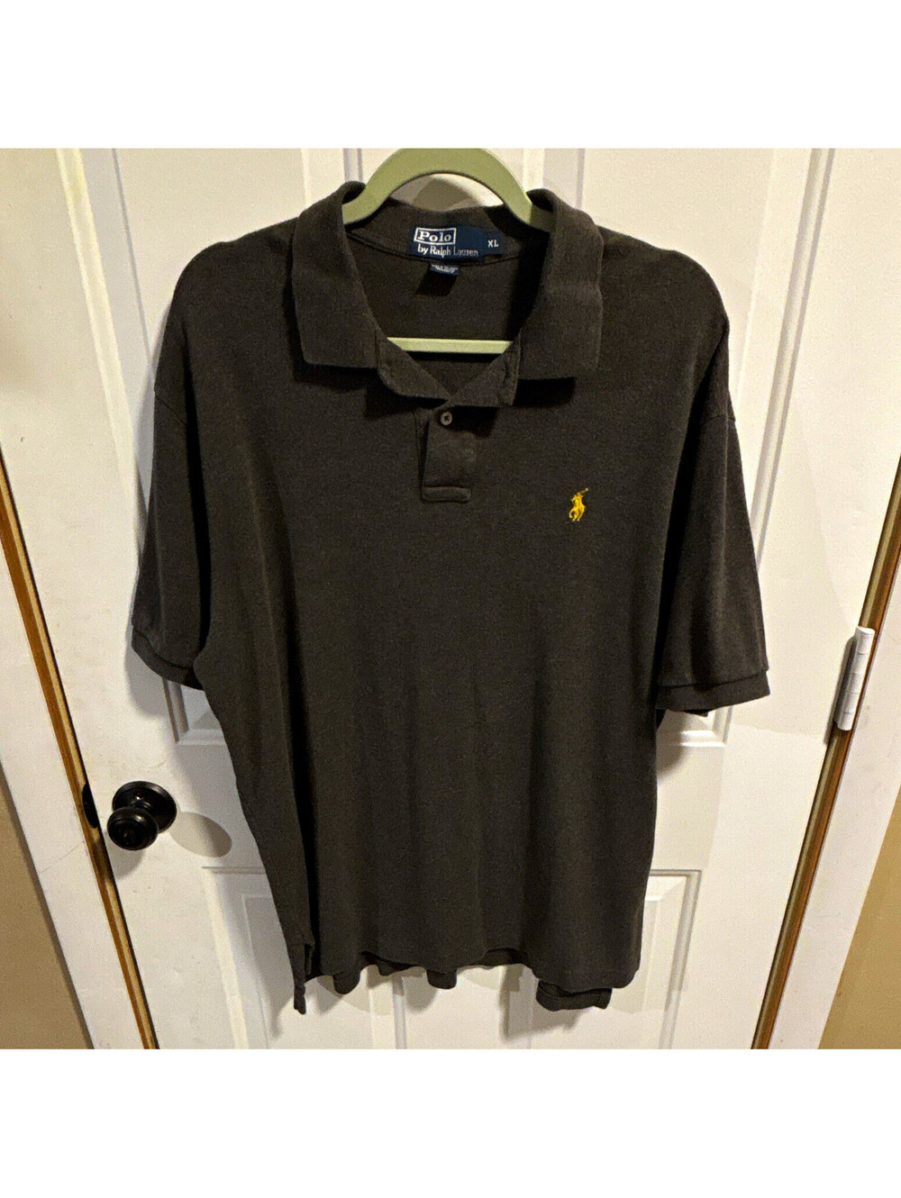 Polo Ralph Lauren Men’s XL Dark Grey Solid Collared Short Sleeve Polo Shirt Logo